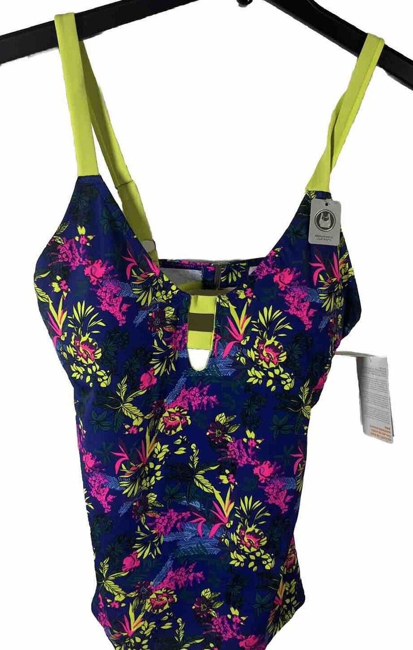 Marika Floral Infuriation Audrina Takini Wild Multicolor Swimsuit Tank L